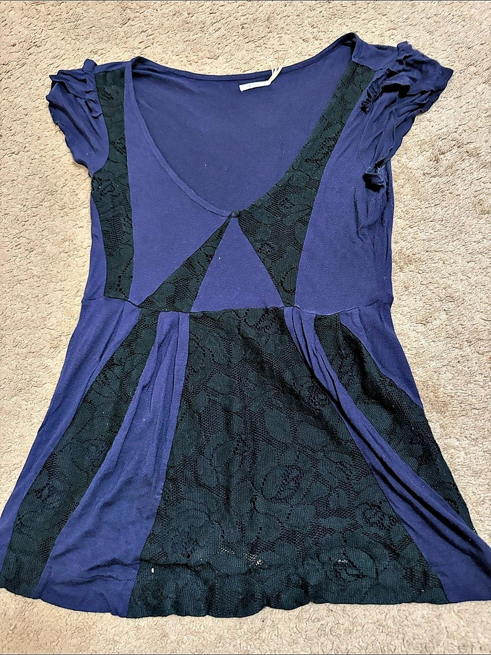 Blue & Black Lace Panel top